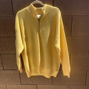 Joan Rivers Yellow Half-Zip Sweater Long Sleeve Ribbed Cuffs/Neck Size 1X